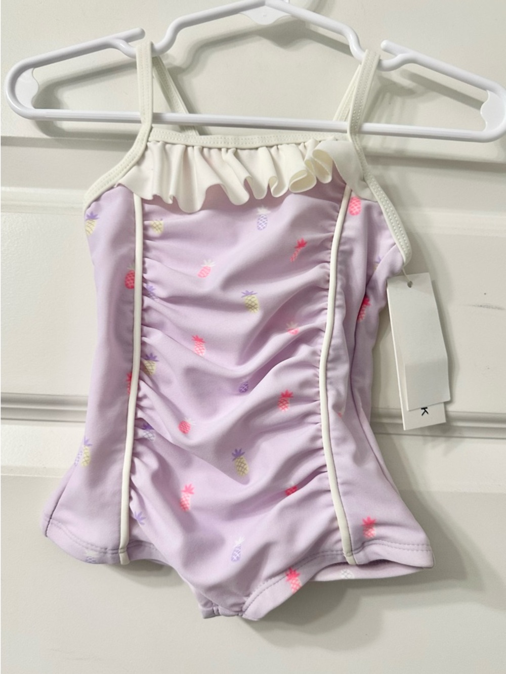 Janie and Jack Lavender Pineapple Ruffle One-Piece Swimsuit 3-6 Months
